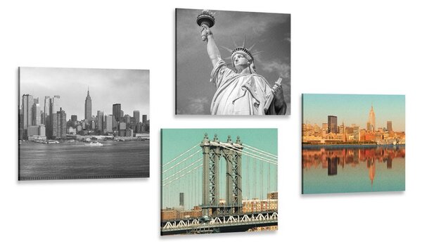 Set obrazů zajímavá kombinace města New York