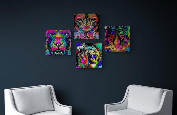 Set obrazů zvířata v pop art stylu