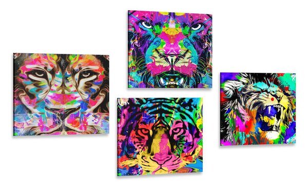 Set obrazů zvířata v pop art stylu