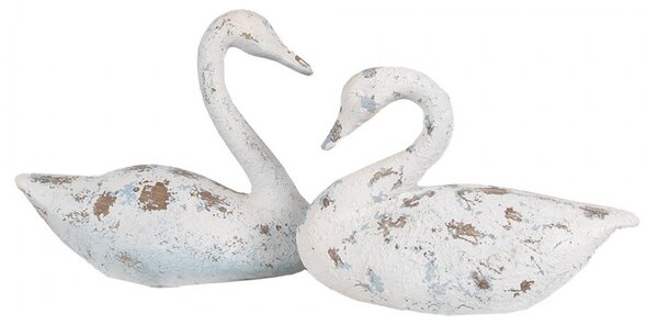 Bílá antik dekorativní figurka Labuť - 33*16*28 cm - Clayre & Eef