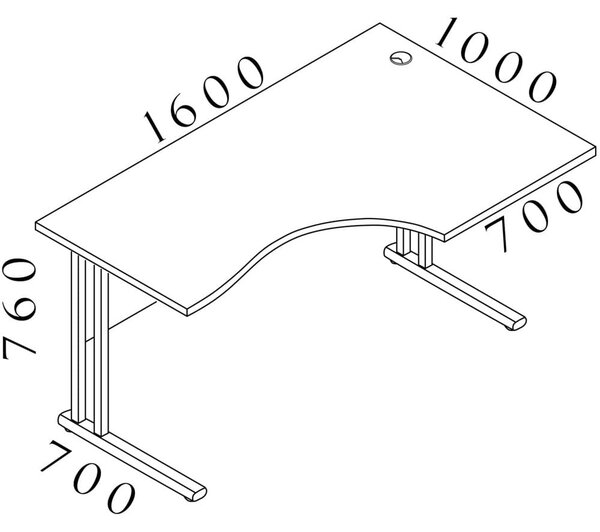 Rohový stůl Visio LUX 160 x 100 cm, pravý, ořech