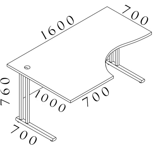 Rohový stůl Visio LUX 160 x 100 cm, levý, ořech