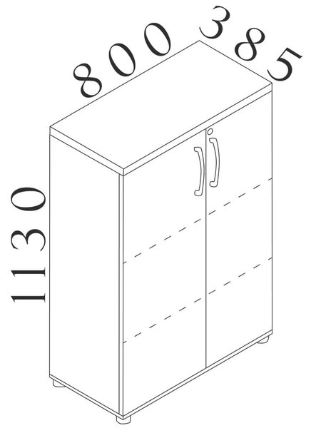 Střední skříň Visio LUX 80 x 38,5 x 113 cm, ořech
