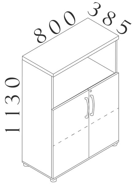 Střední skříň Visio LUX 80 x 38,5 x 113 cm, ořech