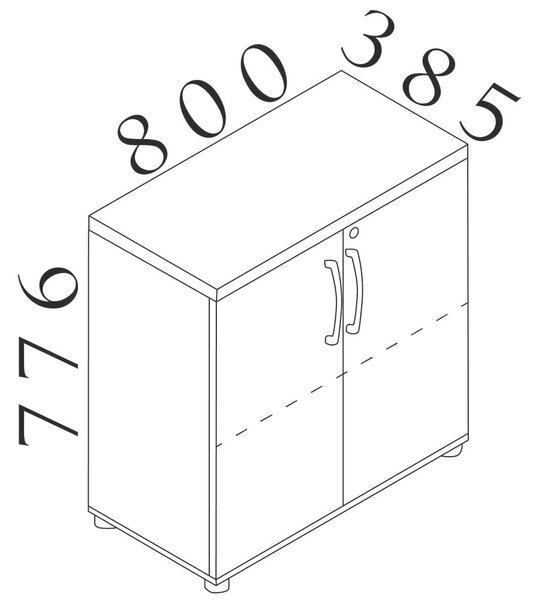 Nízká skříň Visio LUX 80 x 38,5 x 76 cm, dub