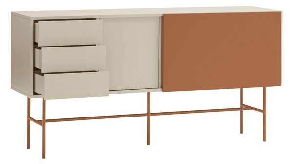 Cihlově červená lakovaná komoda Teulat Nube 180 x 45 cm