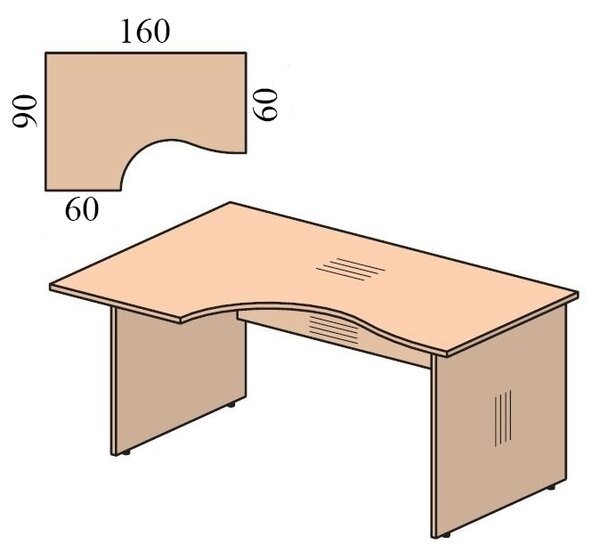 Ergonomický stůl Impress 160 x 90 cm, levý, hruška