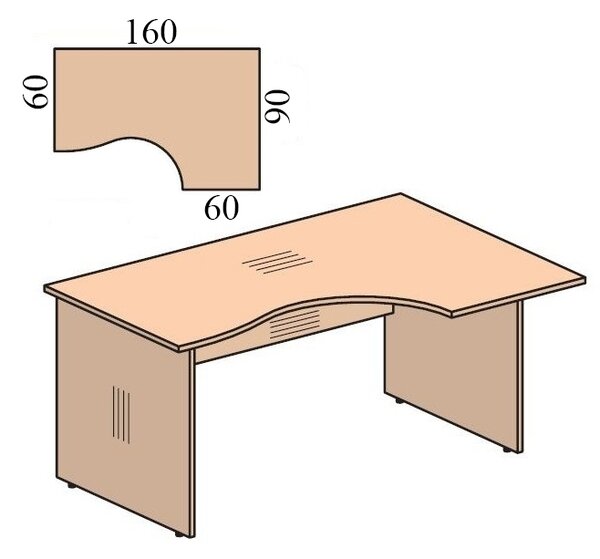 Ergonomický stůl Impress 160 x 90 cm, pravý, dub sonoma