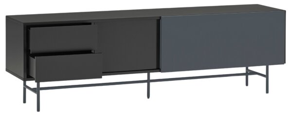 Antracitově šedý lakovaný TV stolek Teulat Nube 180 x 40 cm