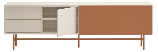 Cihlově červený lakovaný TV stolek Teulat Nube 180 x 40 cm