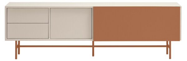 Cihlově červený lakovaný TV stolek Teulat Nube 180 x 40 cm