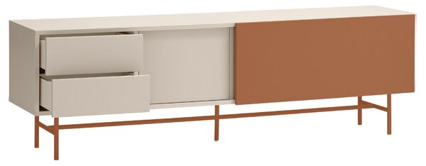 Cihlově červený lakovaný TV stolek Teulat Nube 180 x 40 cm