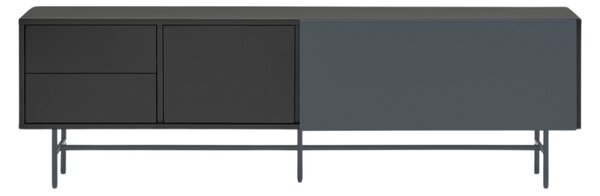 Antracitově šedý lakovaný TV stolek Teulat Nube 180 x 40 cm