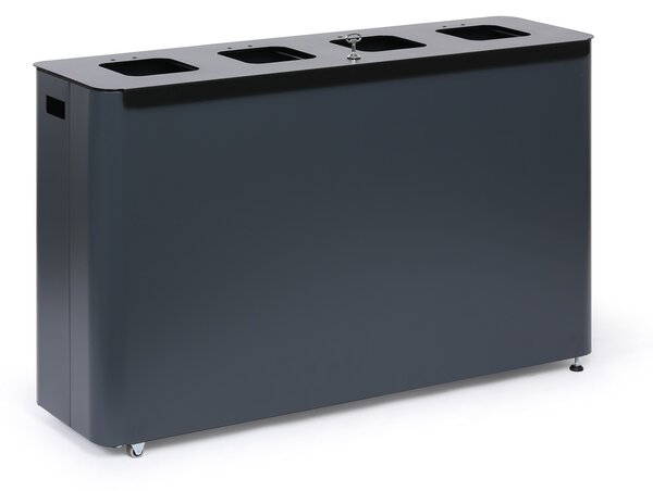 Odpadkový koš na tříděný odpad, 4 x 60 l, lakovaný šedý