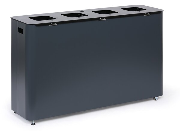 Odpadkový koš na tříděný odpad, 4 x 60 l, lakovaný šedý
