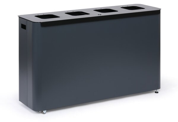 Odpadkový koš na tříděný odpad, 4 x 60 l, lakovaný šedý
