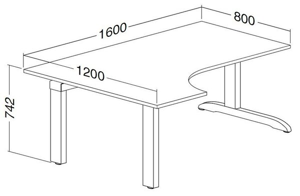 Ergonomický stůl ProOffice C 180 x 120 cm, levý, třešeň