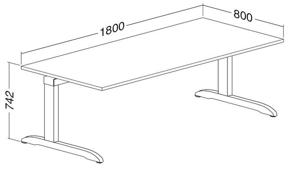 Stůl ProOffice C 180 x 80 cm, buk