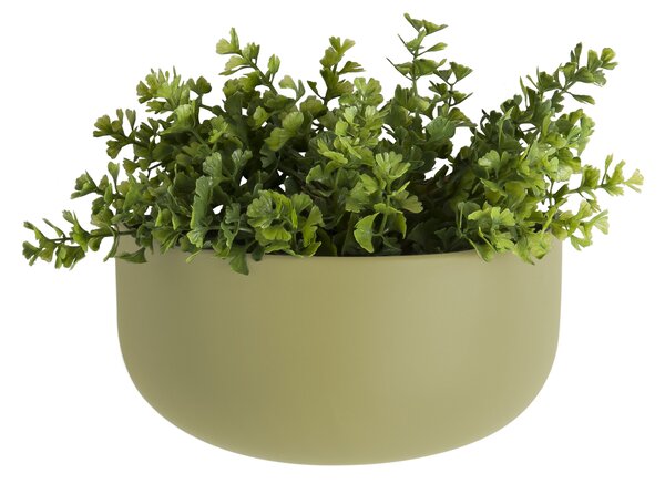 Nástěnný keramický květináč Oval Wide olivově zelený Present Time (Barva- matná olivově zelená)