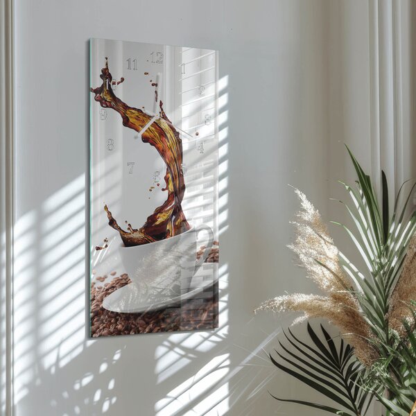 Skleněné hodiny vertikální Šálek kávy zsppb-30x60-00060290