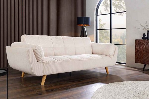 Designová rozkládací pohovka Bailey 215 cm béžový manšestr