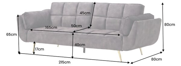 Designová rozkládací pohovka Bailey 215 cm tmavě šedý samet