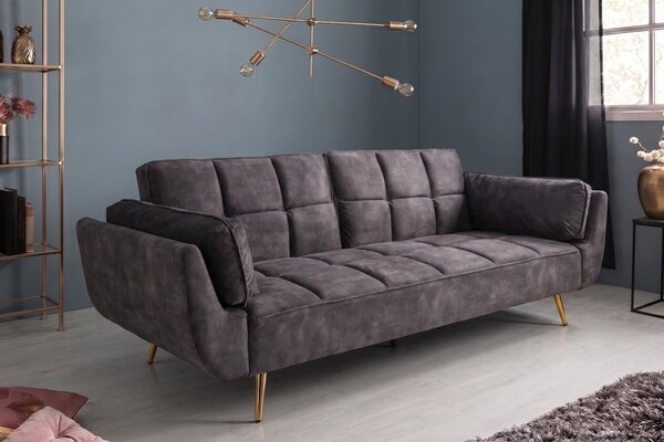 Designová rozkládací pohovka Bailey 215 cm tmavě šedý samet