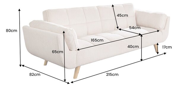 Designová rozkládací pohovka Bailey 215 cm béžový manšestr