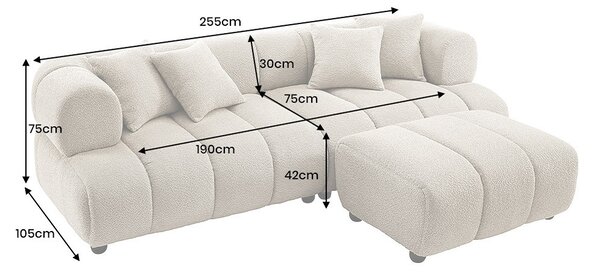 Designová pohovka Zaxson 255 cm šampaňská