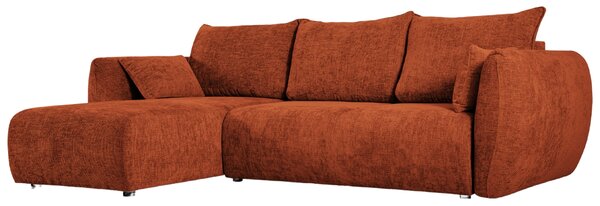 Oranžová čalouněná rozkládací pohovka Cosmopolitan Design Matera 253 cm, levá