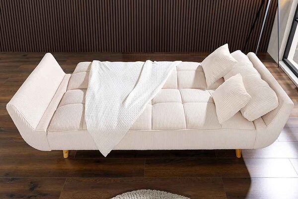 Designová rozkládací pohovka Bailey 215 cm béžový manšestr