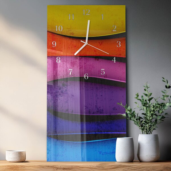 Skleněné hodiny vertikální Barevné pruhy zsppb-30x60-00079410