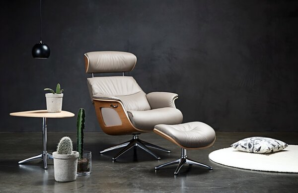 -25 % Dny MOMENTI– Světle šedé kožené lounge křeslo FLEXLUX CLEMENT MEDIUM