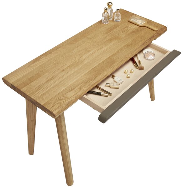 KONZOLOVÝ STOLEK, divoký dub, jílová barva, divoký dub, 110/45/75 cm Linea Natura - Konzolové stolky