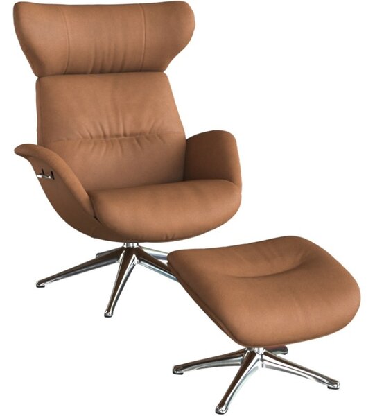-25 % Dny MOMENTI– Koňakově hnědé kožené lounge křeslo FLEXLUX MORE