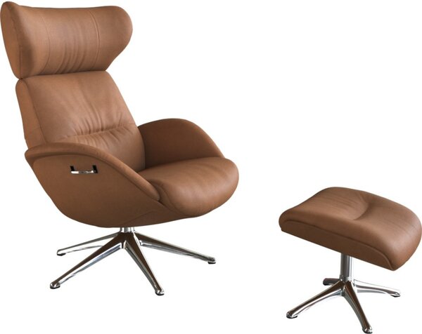 -25 % Dny MOMENTI– Koňakově hnědé kožené lounge křeslo FLEXLUX MORE