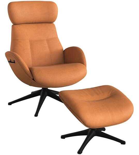 -25 % Dny MOMENTI– Koňakově hnědé kožené lounge křeslo FLEXLUX ELEGANT