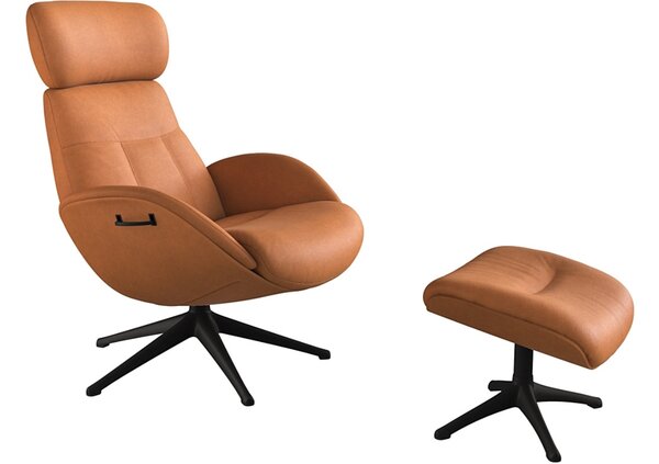 -25 % Dny MOMENTI– Koňakově hnědé kožené lounge křeslo FLEXLUX ELEGANT