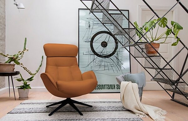 -25 % Dny MOMENTI– Koňakově hnědé kožené lounge křeslo FLEXLUX ELEGANT