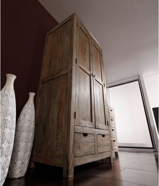 GREY WOOD Skříň 200x96 cm, masivní indický palisandr