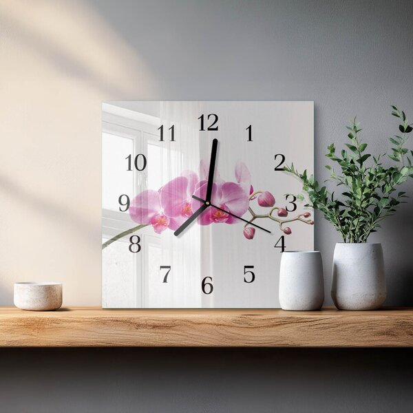Skleněné hodiny na stěnu Orchidej zskc-30x30-00179002