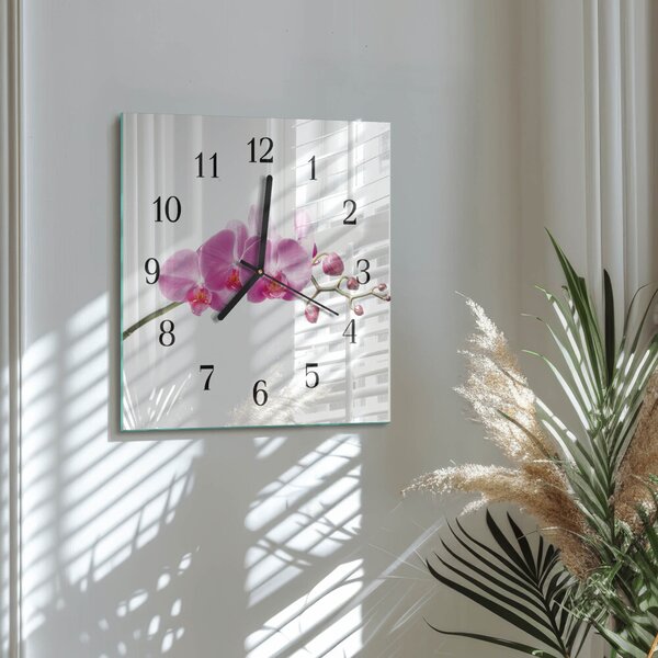 Skleněné hodiny na stěnu Orchidej zskc-30x30-00179002