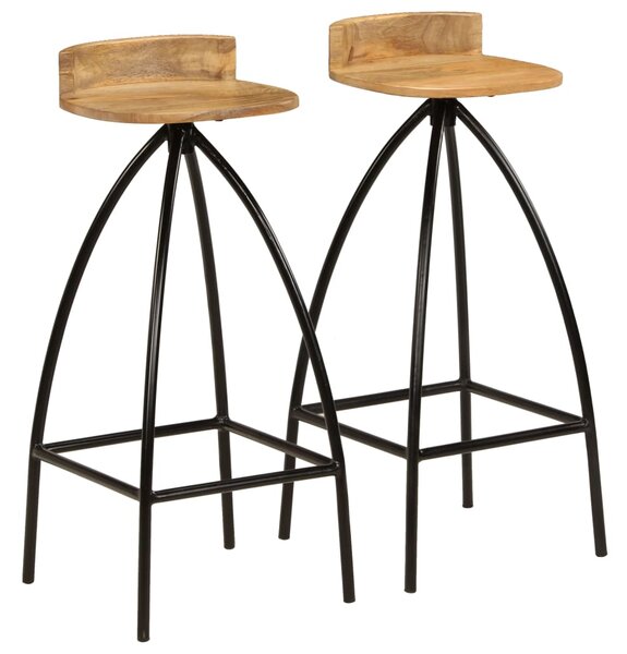 Barové židle 2 ks - masivní mangovníkové dřevo | 40x40x82 cm