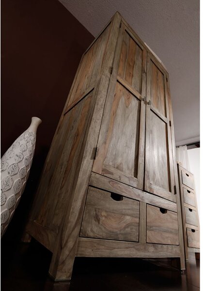 GREY WOOD Skříň 200x96 cm, masivní indický palisandr