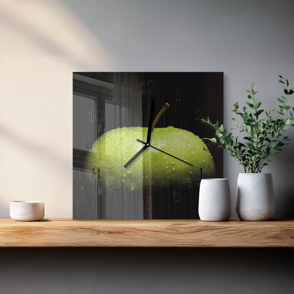 Skleněné hodiny na stěnu Jablko zskc-30x30-00184017