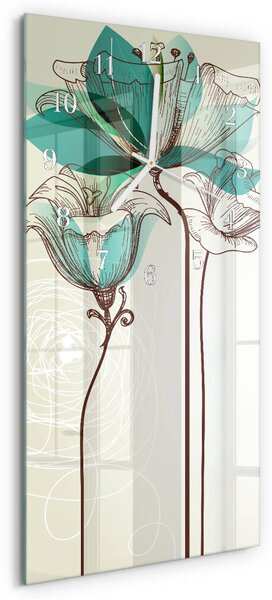 Skleněné hodiny vertikální Květ zsppb-30x60-00079696
