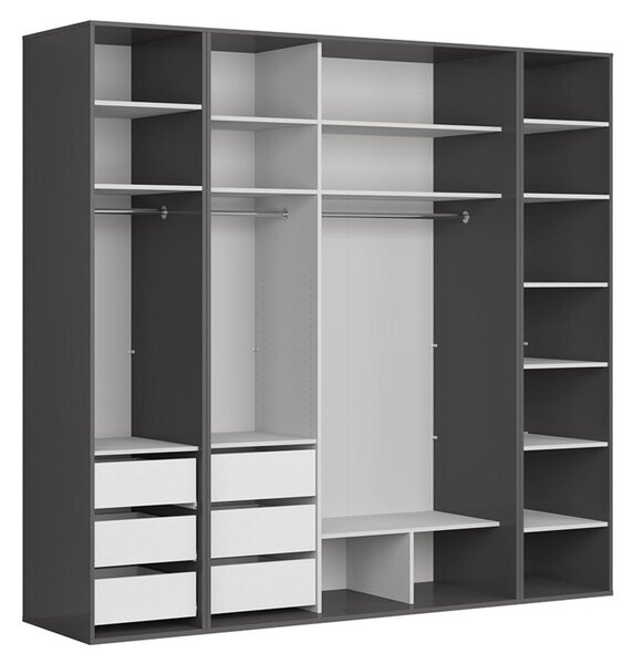 Šatní skříň BRW Flex 138 (grafit + lesk černý) (se zrcadlem)