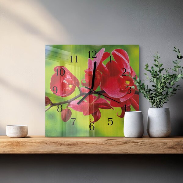 Skleněné hodiny na stěnu Orchidej zskc-30x30-00178795