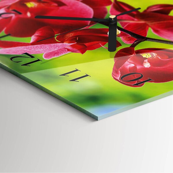 Skleněné hodiny na stěnu Orchidej zskc-30x30-00178795