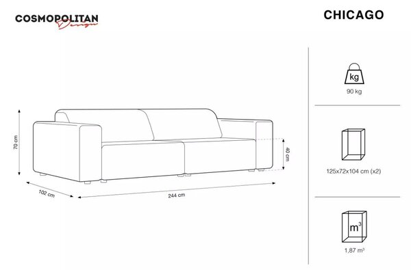 -25 % Dny MOMENTI– Cosmopolitan Design Sametová pohovka Chicago 244 cm
